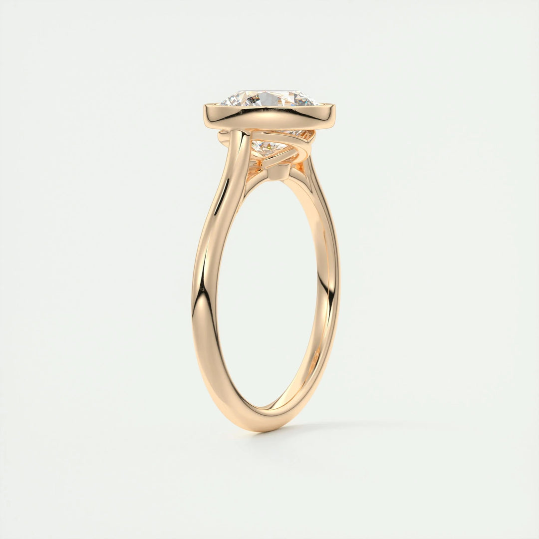 2ct Bezel Set Round F- VS1 Diamond Solitaire Lab Grown Engagement Ring