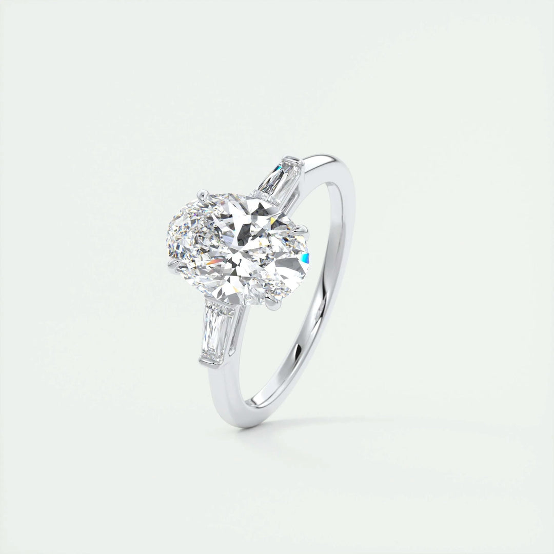 2ct Oval F - VS1 Lab Grown Diamond Three Stones Engagement Ring - Doozy Diamonds