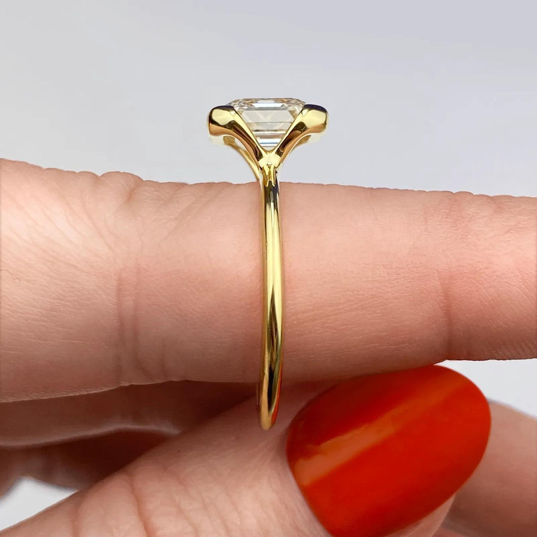 2ct Asscher Shaped F- VS1 Lab Grown Diamond Solitaire Engagement Ring