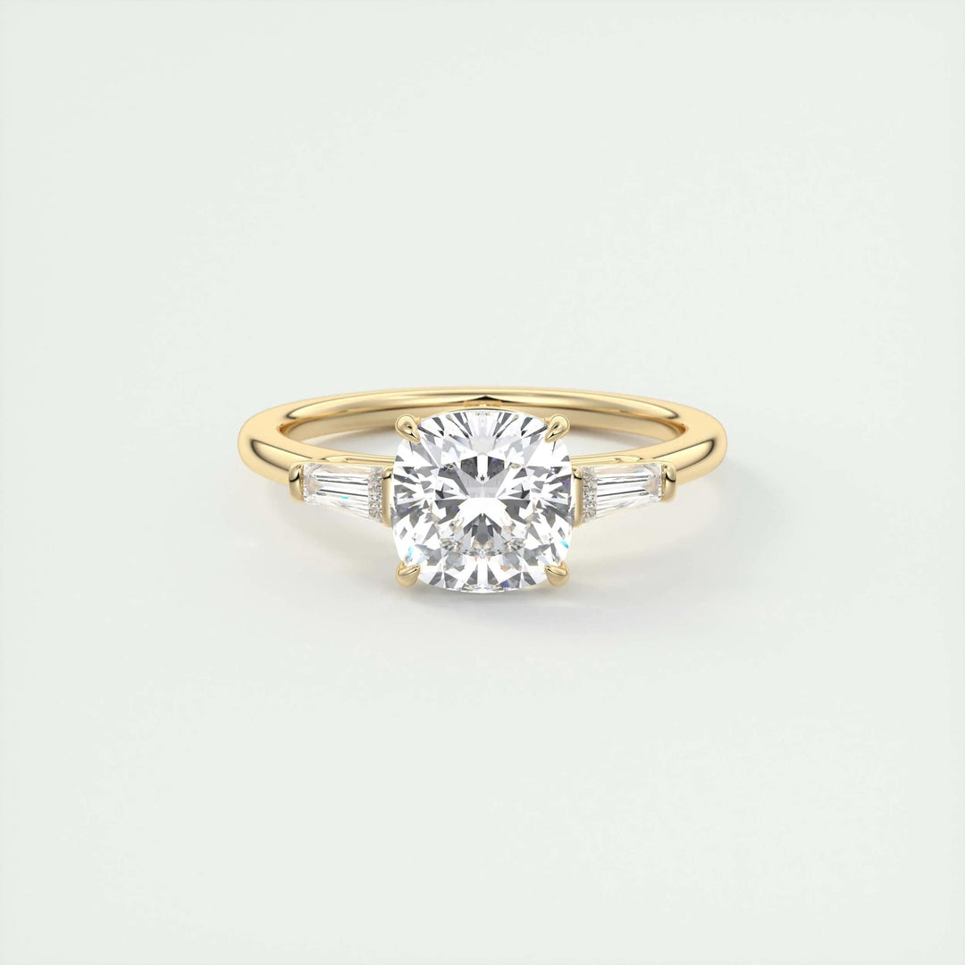 2ct Cushion F- VS1 Lab Grown Diamond Three Stones Engagement Ring