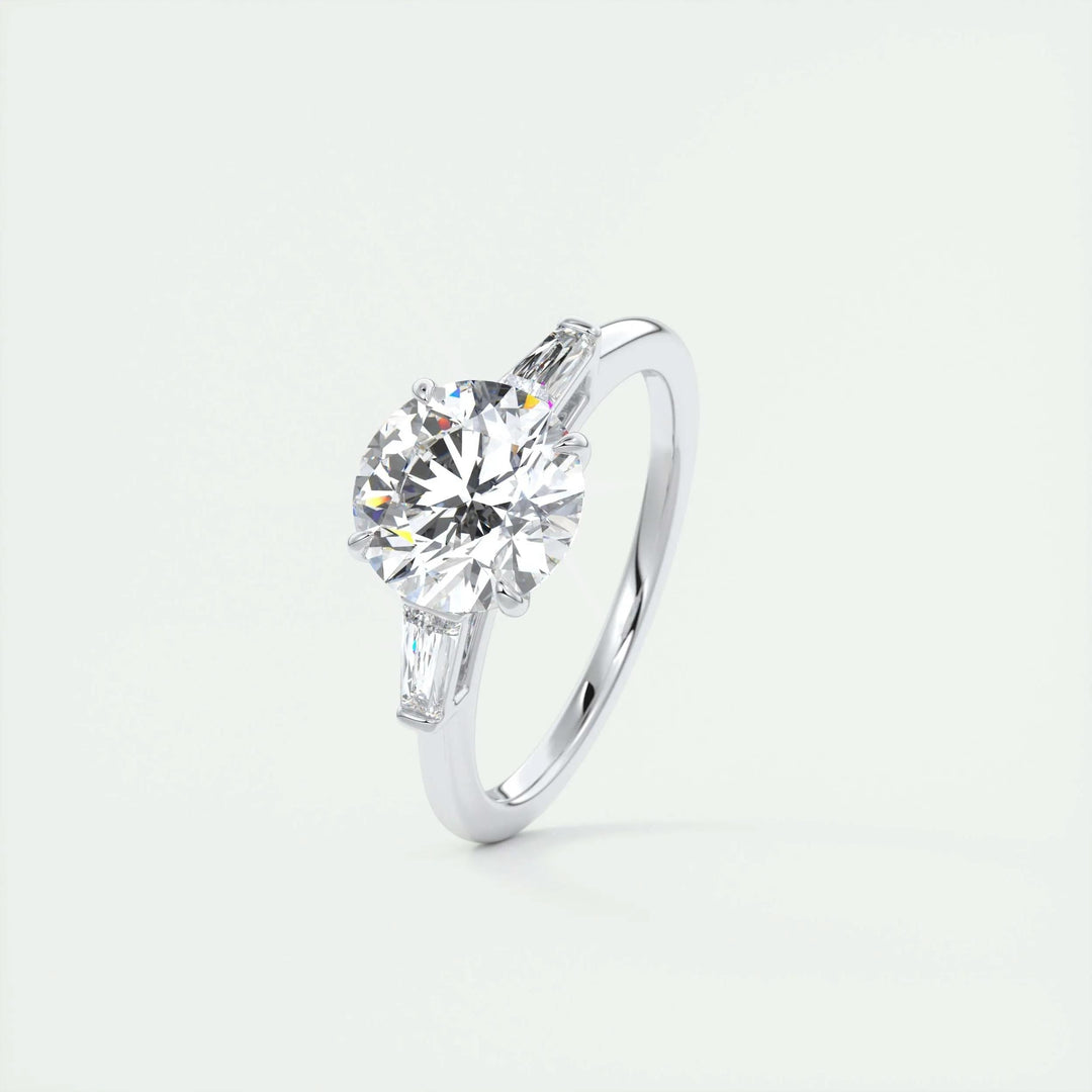 2ct Round F - VS1 Lab Grown Diamond Three Stones Engagement Ring - Doozy Diamonds