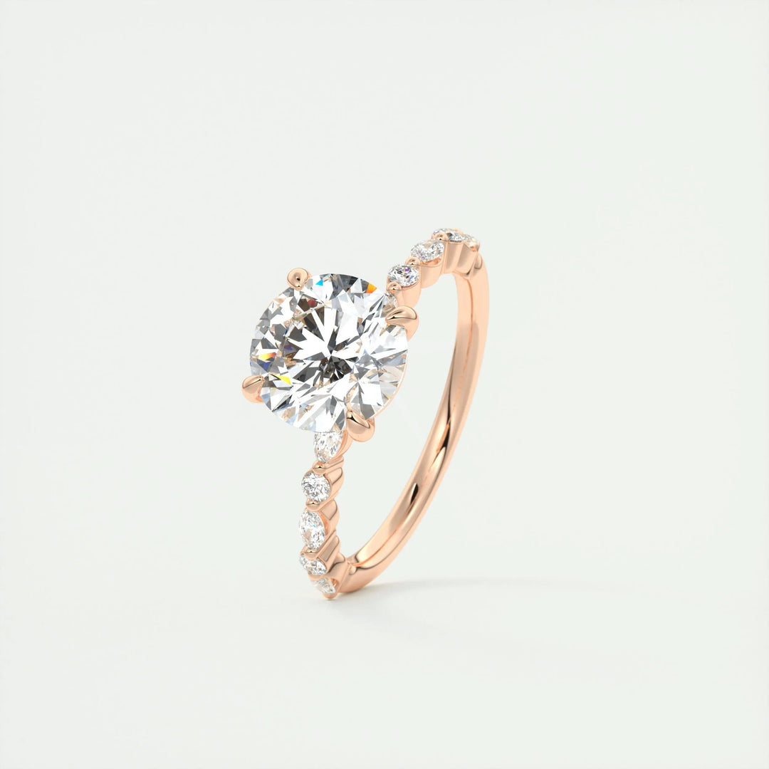 2ct Round F - VS1 Lab Grown Diamond Pave Engagement Ring - Doozy Diamonds