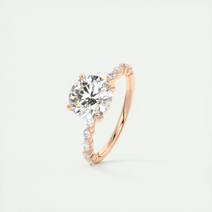2ct Round F - VS1 Lab Grown Diamond Pave Engagement Ring - Doozy Diamonds