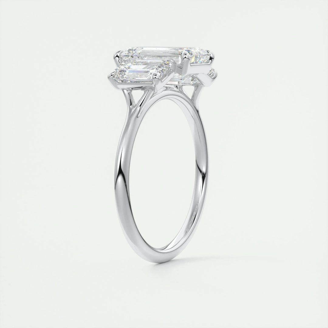 2ct Emerald F - VS1 Lab Grown Diamond Three Stones Engagement Ring - Doozy Diamonds