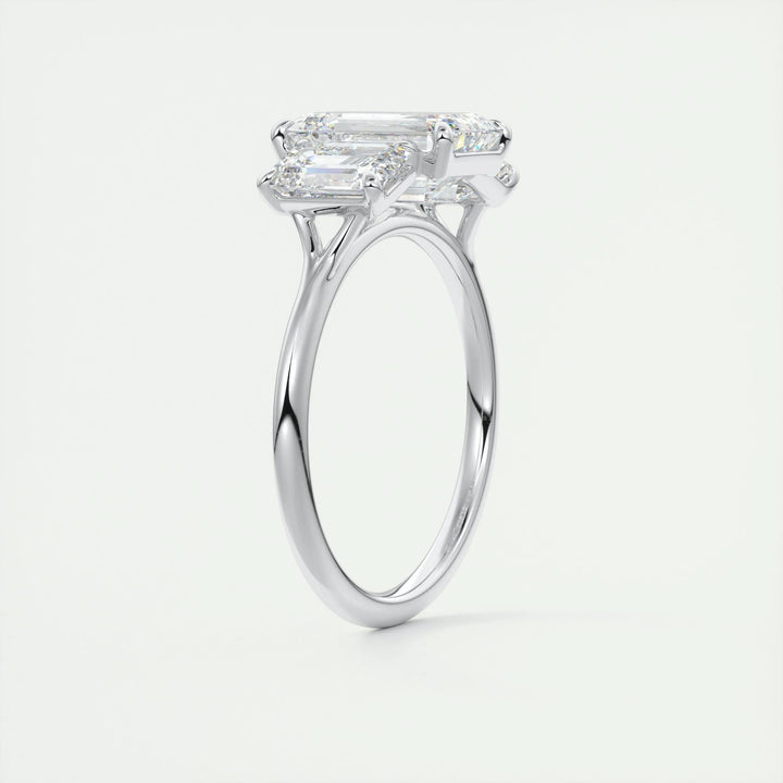 2ct Emerald F - VS1 Lab Grown Diamond Three Stones Engagement Ring - Doozy Diamonds