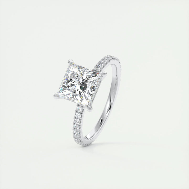 2ct Princess F - VS1 Lab Grown Diamond Pave Engagement Ring - Doozy Diamonds