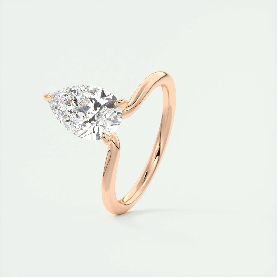2ct Pear Shaped F - VS1 Lab Grown Diamond Solitaire Engagement Ring - Doozy Diamonds