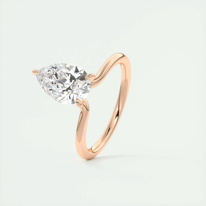 2ct Pear Shaped F - VS1 Lab Grown Diamond Solitaire Engagement Ring - Doozy Diamonds