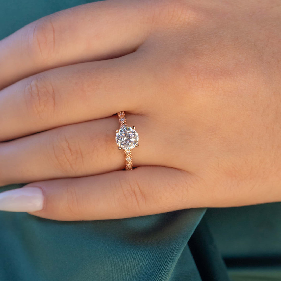 1.80CT Round Cut Solitaire Moissanite Diamond Engagement Ring
