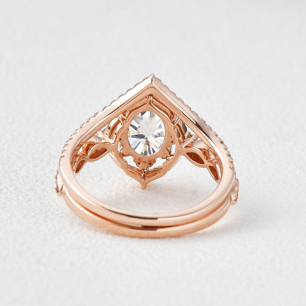 2.31tcw Oval Moissanite Vintage Style Engagement Ring Bridal Set
