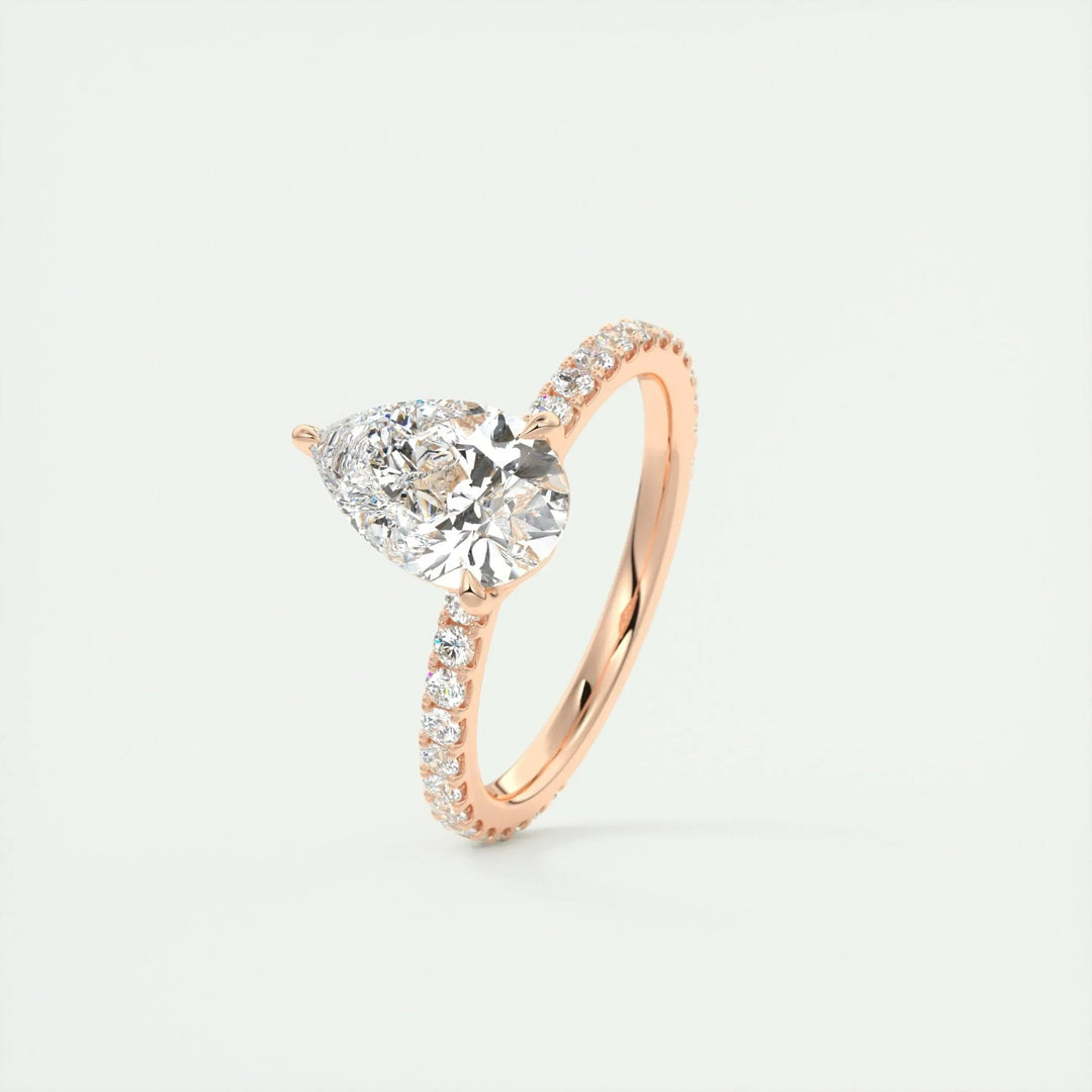 2ct Pear F - VS1 Diamond Pave Engagement Ring - Doozy Diamonds