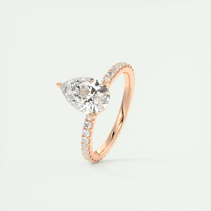 2ct Pear F - VS1 Diamond Pave Engagement Ring - Doozy Diamonds