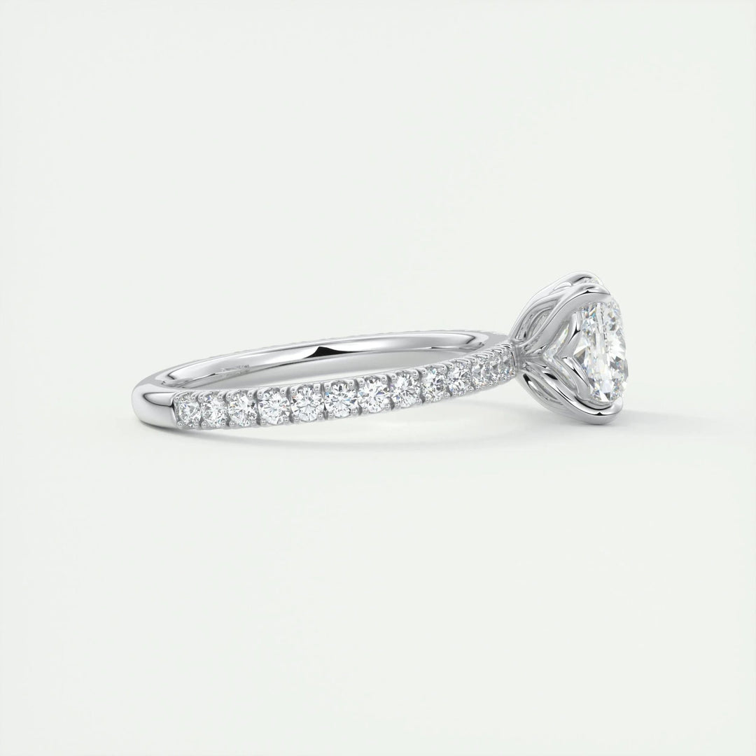 2ct Cushion F- VS1 Diamond Pave Engagement Ring