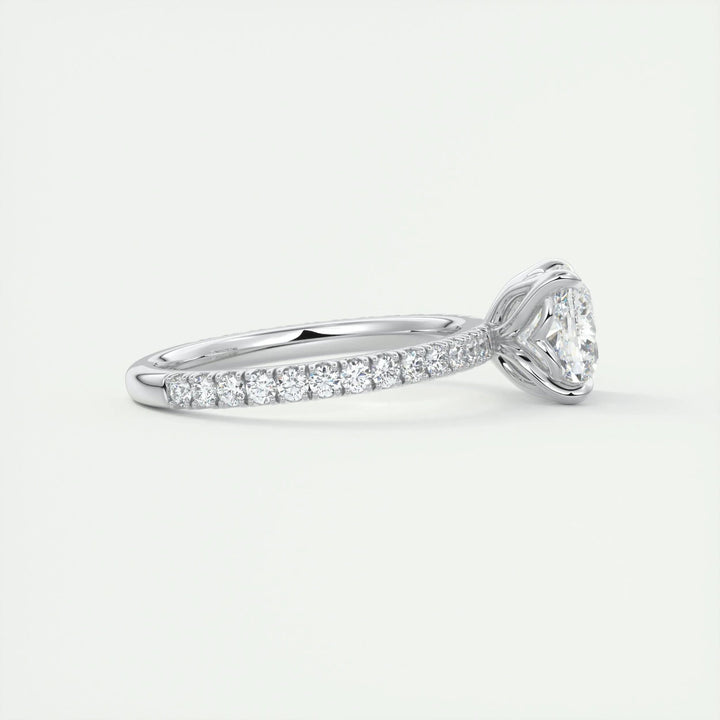 2ct Cushion F- VS1 Diamond Pave Engagement Ring