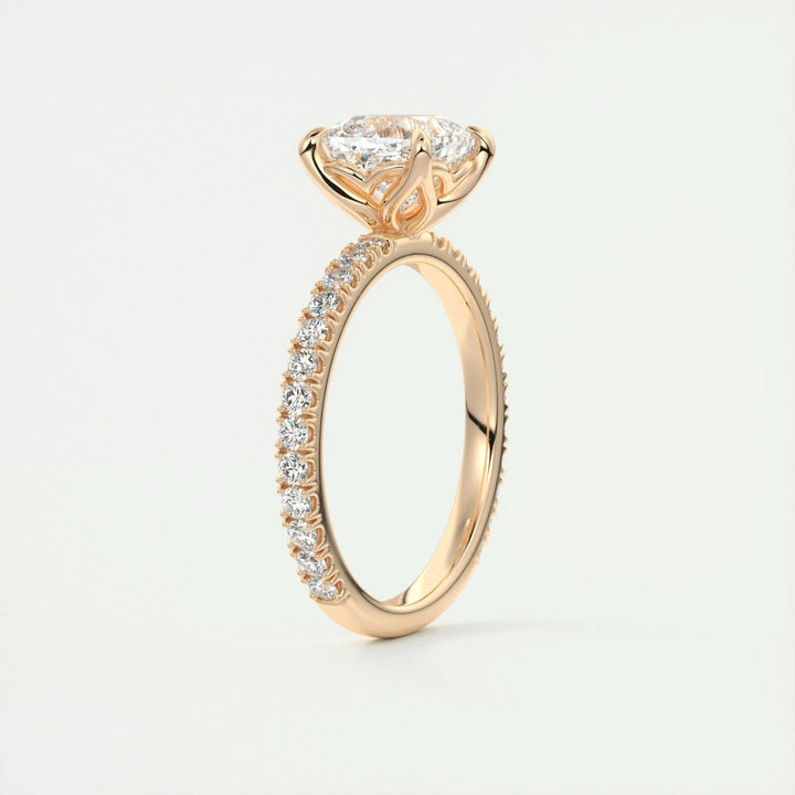 2ct Cushion F- VS1 Diamond Pave Engagement Ring